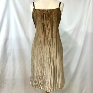 BCBGMAXAZRIA 100% Silk Brown Ombre Corset Lace Up Pleated Mini Dress Women's S
